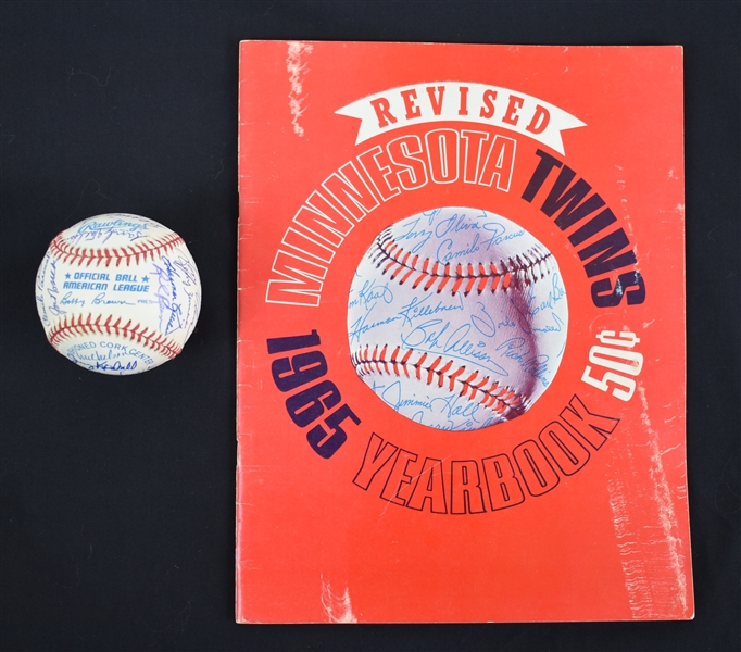 Minnesota Twins 1965 Autographed Baseball & Program