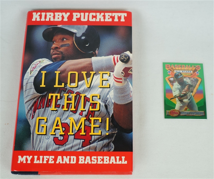 Kirby Puckett "I Love This Game" Signed Hard Cover Book & 1993 Topps Finest Card 