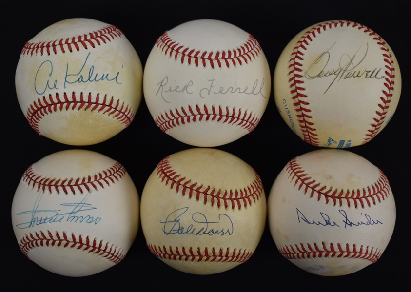 Collection of 6 Autographed Baseballs w/Al Kaline