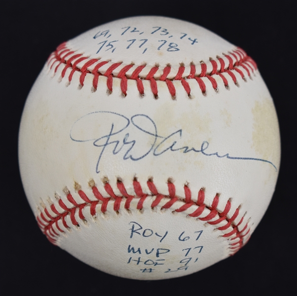 Rod Carew Autographed & Inscribed Career Stat Baseball PSA/DNA