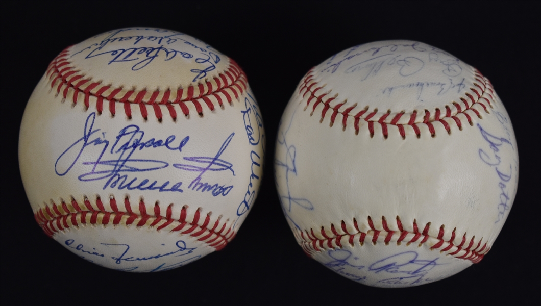 Vintage Lot of 2 Old Timers Game Autographed Baseballs