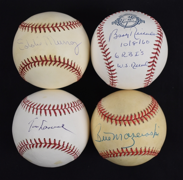 Collection of 5 Autographed Baseballs w/Tom Lasorda