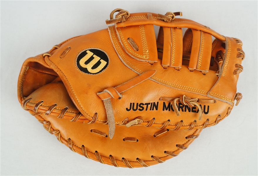 Justin Morneau 2008 Minnesota Twins Game Used & Autographed Baseball Glove w/Taube LOA