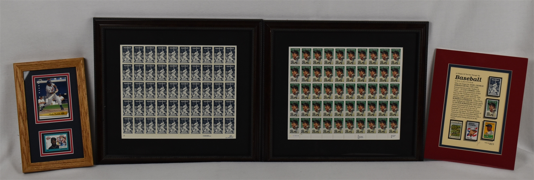 Stamp Collection w/Babe Ruth Lou Gehrig & Kirby Puckett