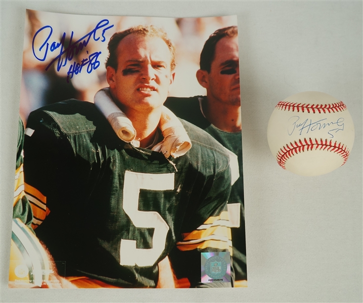 Paul Hornung Autographed Baseball & Photo