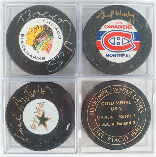 Collection of Autographed Hockey Pucks w/Bobby Hull