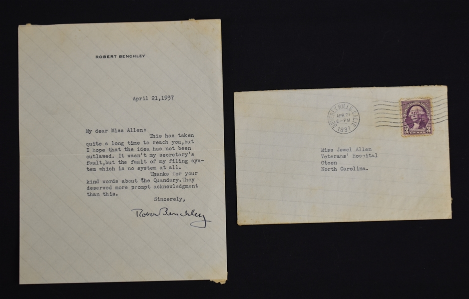 Robert Benchley Signed Note