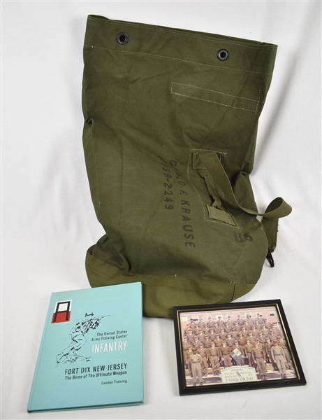 Army Collection Including 1972 Duffle Bag Photo & Infantry Combat Training Book