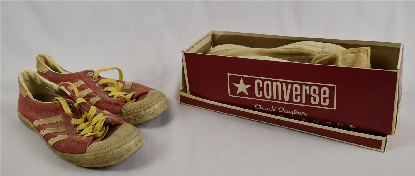 Vintage 1970s Adidas Shoes & 1960s Chuck Taylor Converse Wrestling shoes w/Original Box