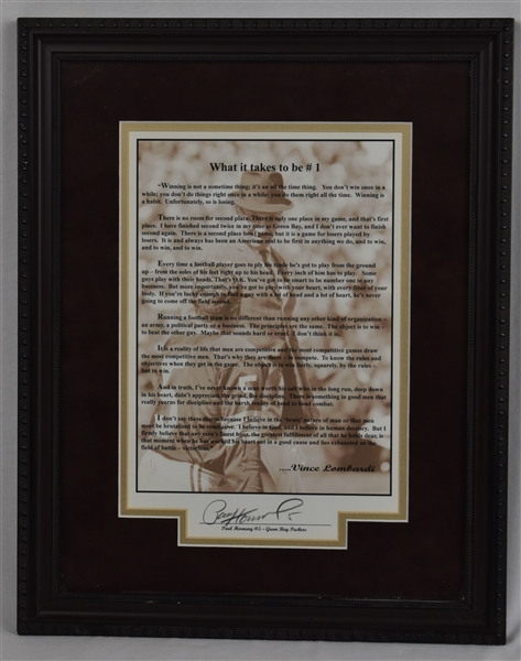 Paul Hornung Autographed Vince Lombardi Framed Display