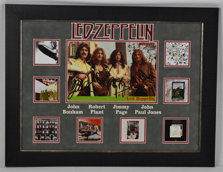 Led Zeppelin Group Signed Framed Display w/John Bonham *RARE* PSA/DNA