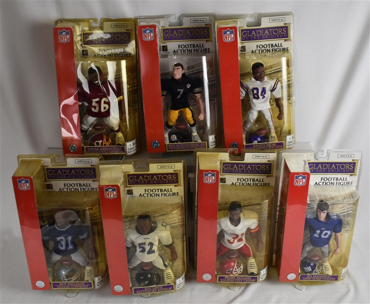 Collection of 7 NFL 2004 Gladiators of the Gridiron Action Figures