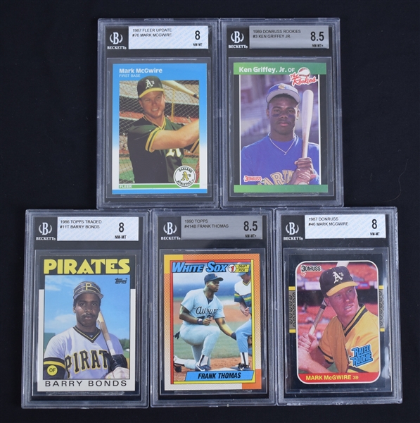 Collection of 5 BGS Graded Cards w/Ken Griffey Jr. Mark McGwire & Frank Thomas