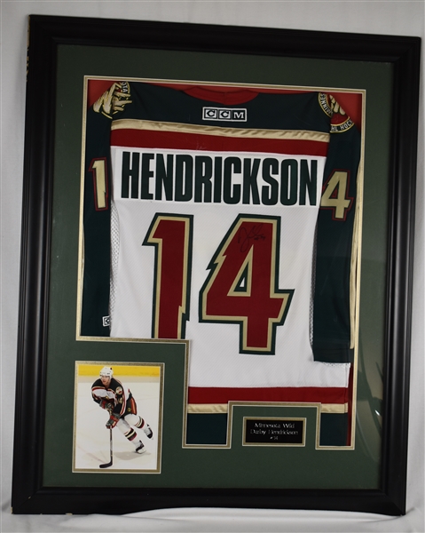 Darby Hendrickson Autographed Framed Minnesota Wild Jersey