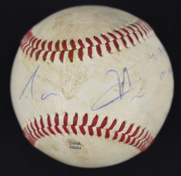 Aaron Hicks 2010 Game Used & Autographed Minor League Home Run Baseball