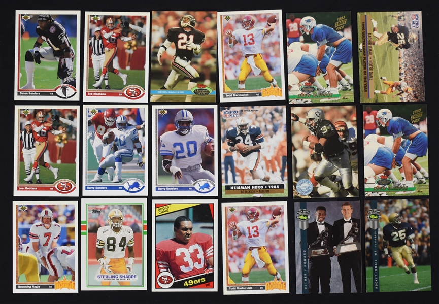 Collection of Football Cards w/Barry Sanders & Joe Montana 