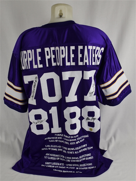 Minnesota Vikings Purple People Eaters Autographed Embroidered Stat Jersey	