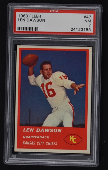 Len Dawson 1963 Fleer Rookie Card #47 PSA 7 NM