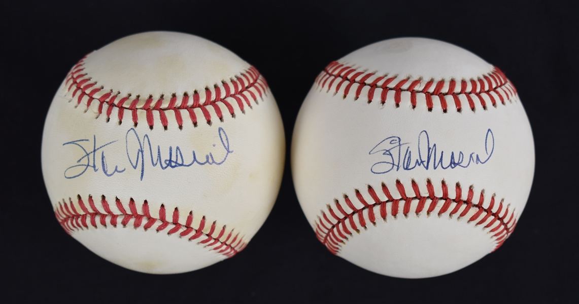 Stan Musial Lot of 2 Autographed Baseballs
