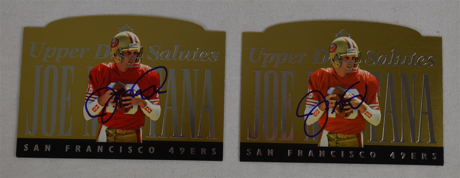Joe Montana Lot of 2 Autographed Limited Edition Upper Deck Cards 