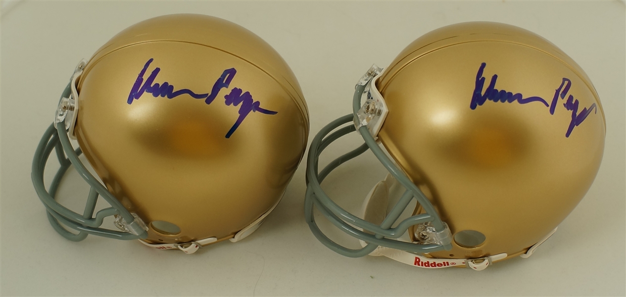Alan Page Lot of 2 Autographed Notre Dame Fighting Irish Mini Helmets