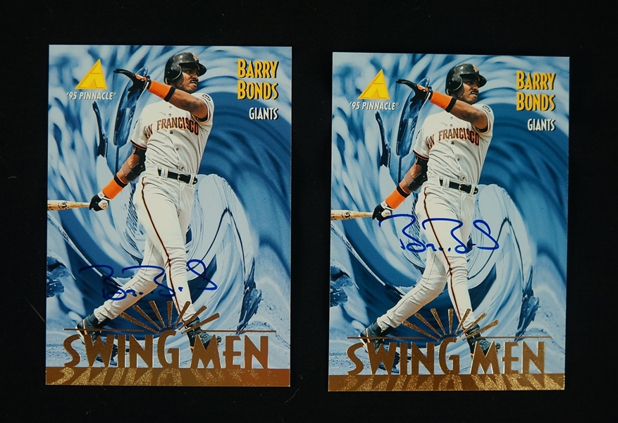 Barry Bonds Lot of 2 Autographed Baseball Cards