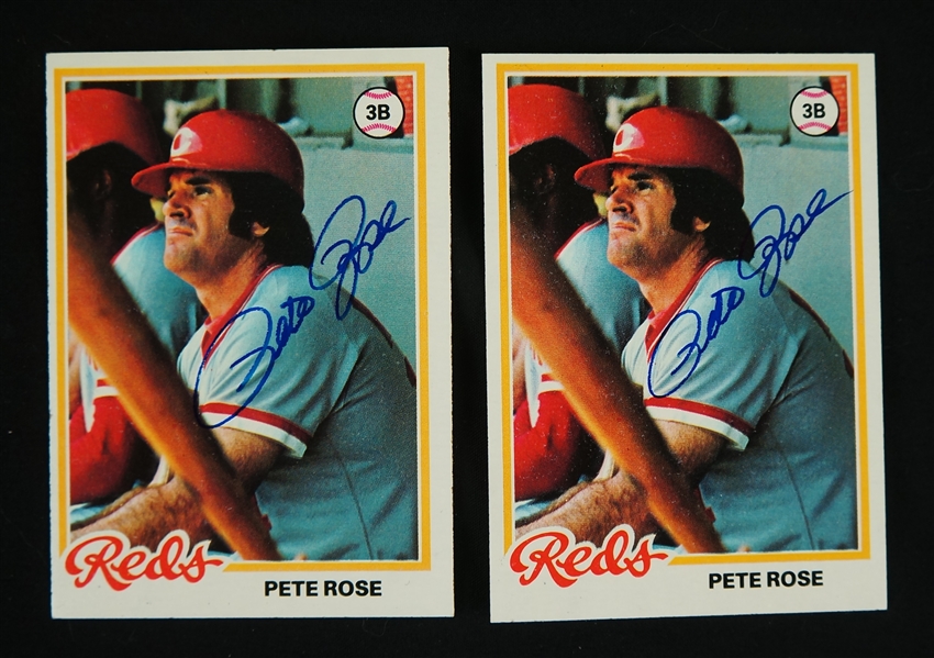 Pete Rose Lot of 2 Autographed Baseball Cards