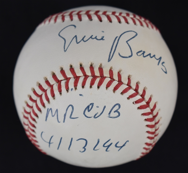 Ernie Banks Autographed & Inscribed Baseball JSA