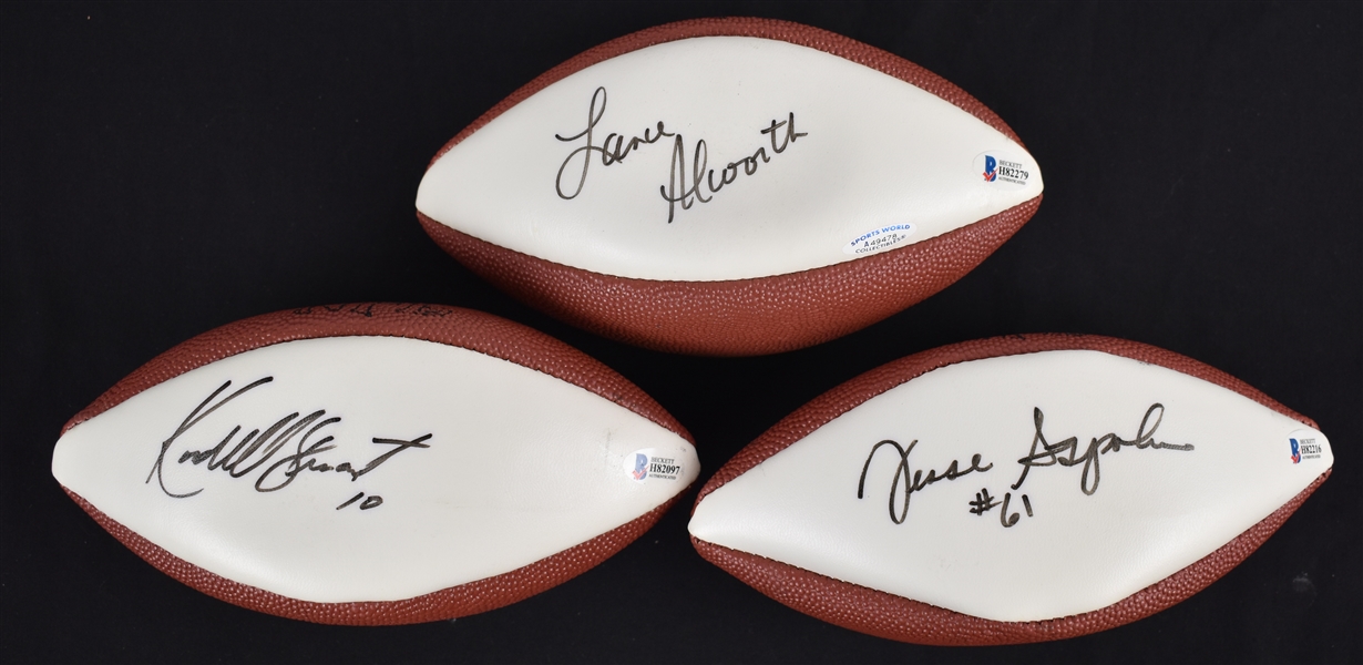 Lot of 3 Autographed Mini Footballs w/Lance Alworth Beckett COA