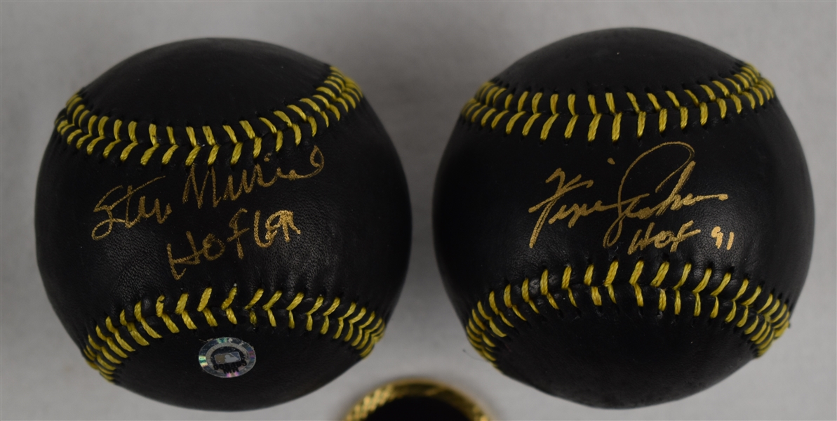 Lot of 2 Autographed Black Limited Edition Baseballs w/Stan Musial