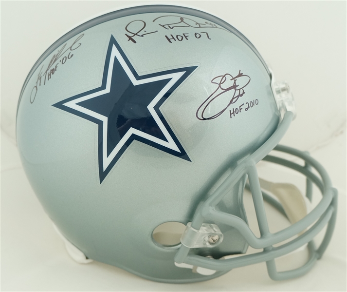 Troy Aikman Emmitt Smith & Michael Irvin Autographed Full Size Dallas Cowboys Helmet