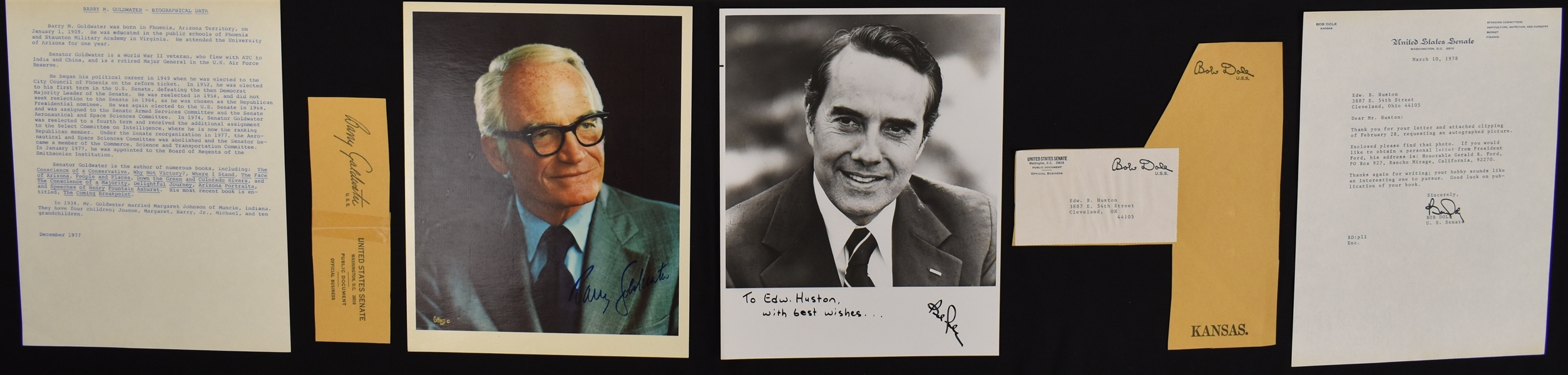 Bob Dole Autographed Photo & Letter w/Barry Goldwater