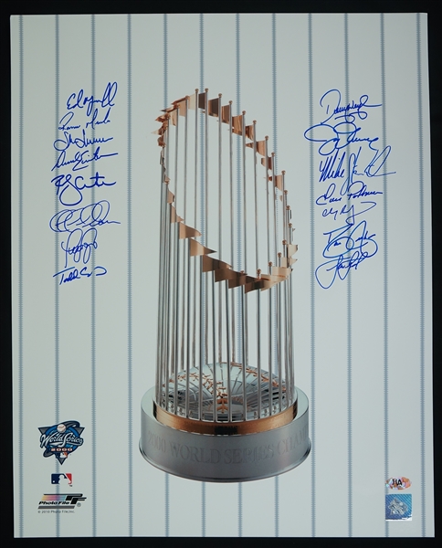 New York Yankees 2000 World Series Championship Autographed 16x20 Photo w/15 Sigs