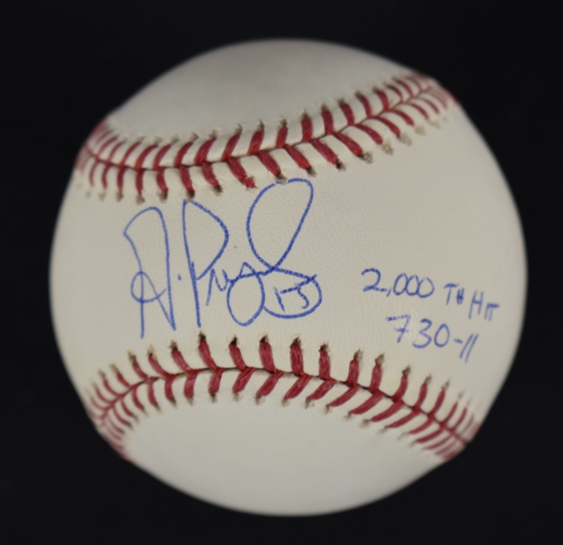 Albert Pujols Autographed & Inscribed 2,000th Hit Baseball 