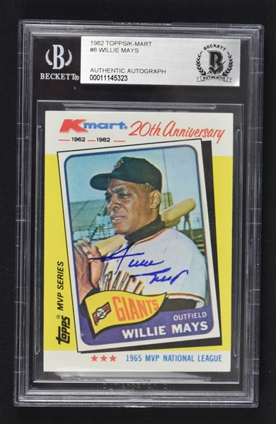 Willie Mays Autographed K-Mart TBC Card BAS