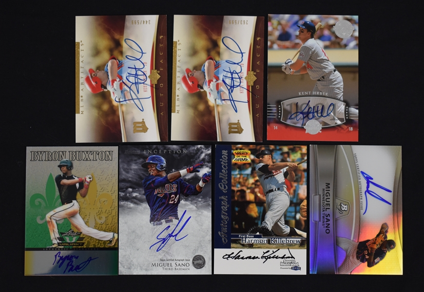 Collection of 7 Minnesota Twins Autographed Cards