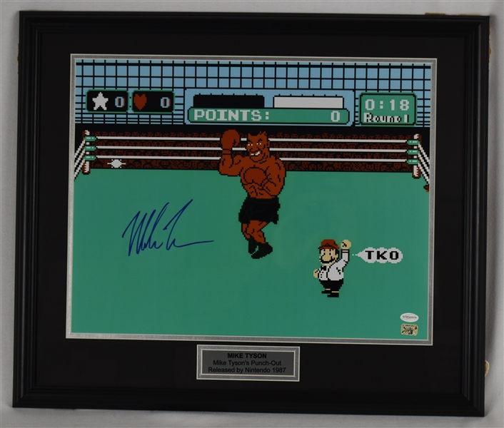 Mike Tyson Autographed Punch Out Framed Display