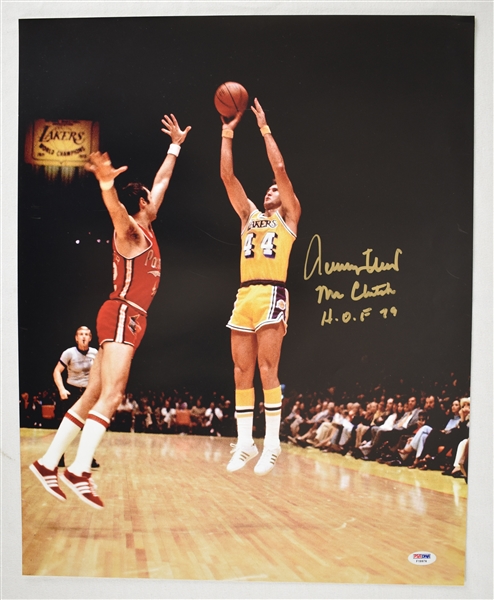 Jerry West Autographed & Inscribed 16x20 Photo