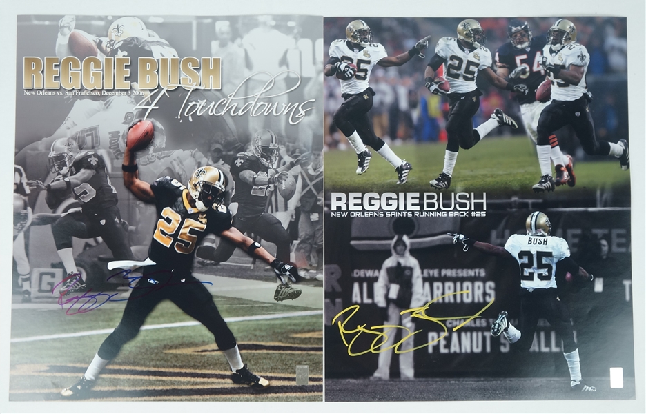 Reggie Bush New Orleans Saints Lot of 2 Autographed 16x20 Photos 