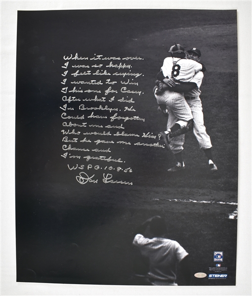Don Larsen Autographed & Extensively Inscribed "Story" 16x20 Photo
