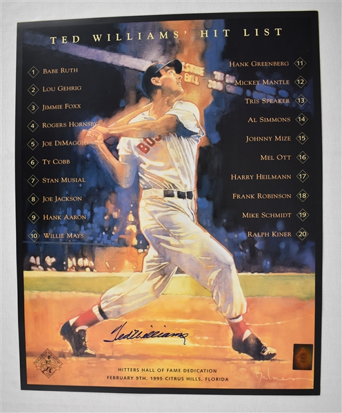 Ted Williams Hitters Hall of Fame Autographed 16x20 Photo