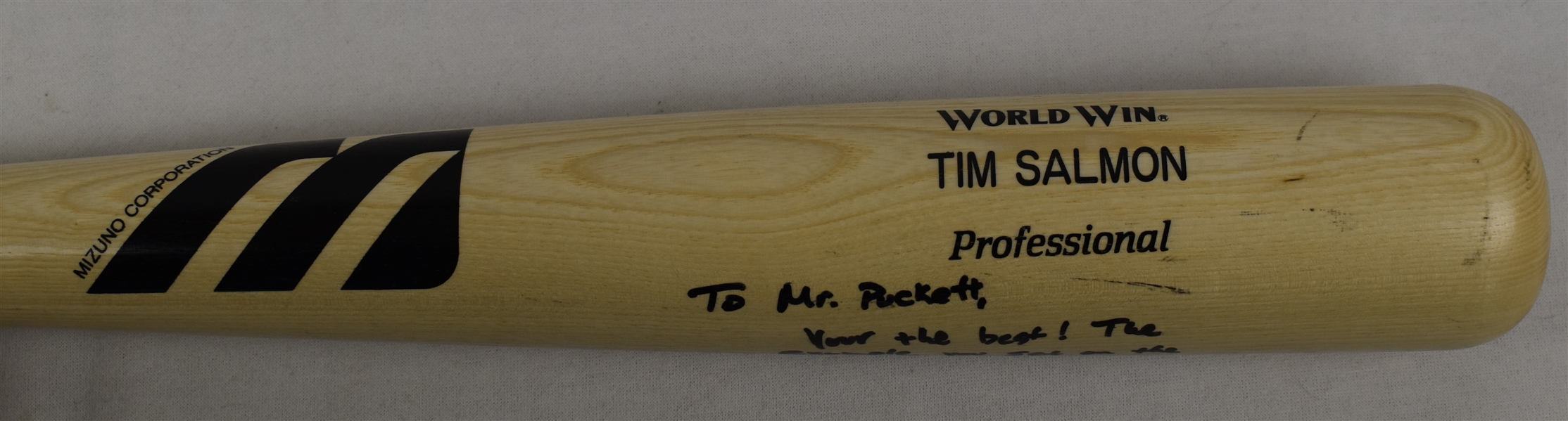 Tim Salmon California Angels Game Used & Autographed Bat w/Puckett Family Provenance