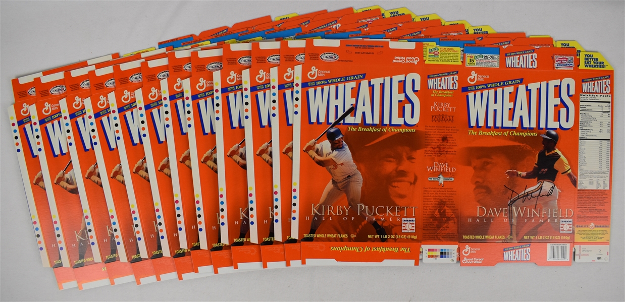 Dave Winfield Lot of 12 Autographed Wheaties Boxes w/Puckett Family Provenance