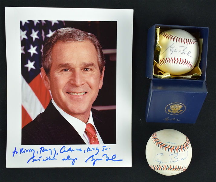 Kirby Puckett & Family Tribute w/ George Bush 41 & 43 Signed Baseballs & Photo w/Puckett Family Provenance