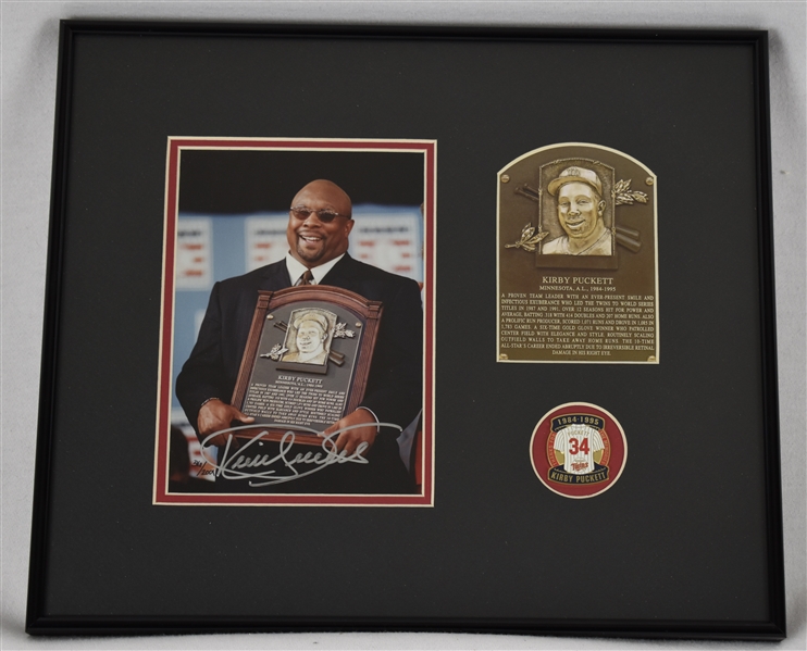 Kirby Puckett Autographed 2001 Hall of Fame Induction Limited Edition Framed Photo w/Puckett Collection LOA 