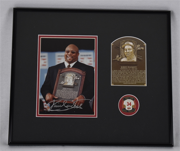 Kirby Puckett Autographed 2001 Hall of Fame Induction Limited Edition Framed Photo w/Puckett Collection LOA