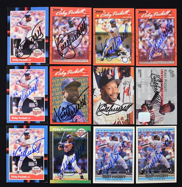 Kirby Puckett Lot of 12 Autographed Donruss Cards w/Puckett Family Provenance