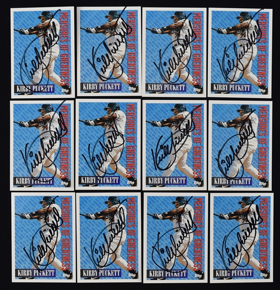 Kirby Puckett Lot of 12 Autographed Topps Cards w/Puckett Family Provenance