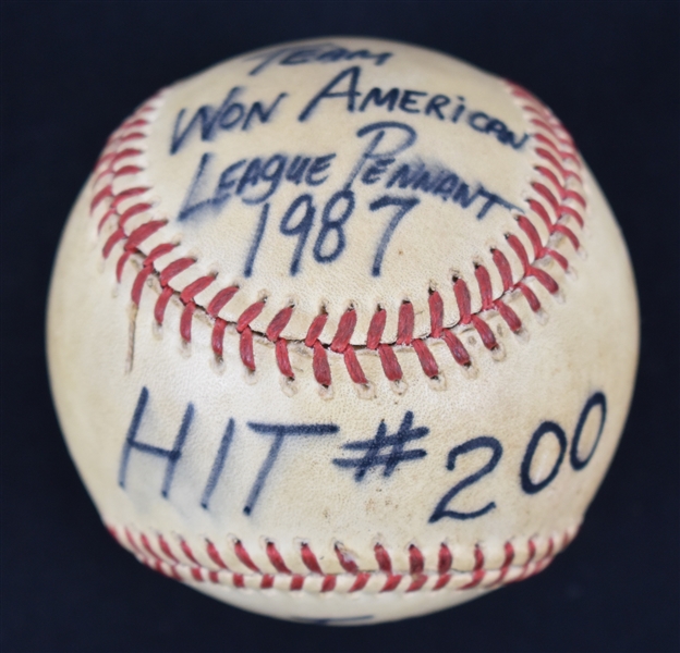 Kirby Puckett 1987 Hit #200 Baseball From Division Clinching Game vs. Texas Rangers w/Puckett Family Provenance
