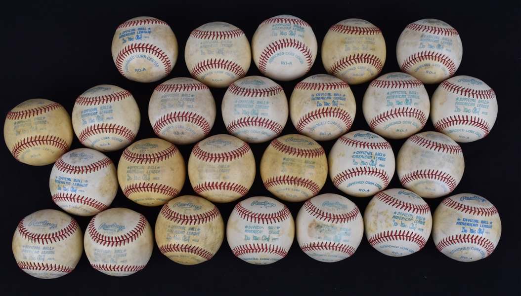 Collection of 25 OAL Lee Mac Phail Game Used Baseballs 